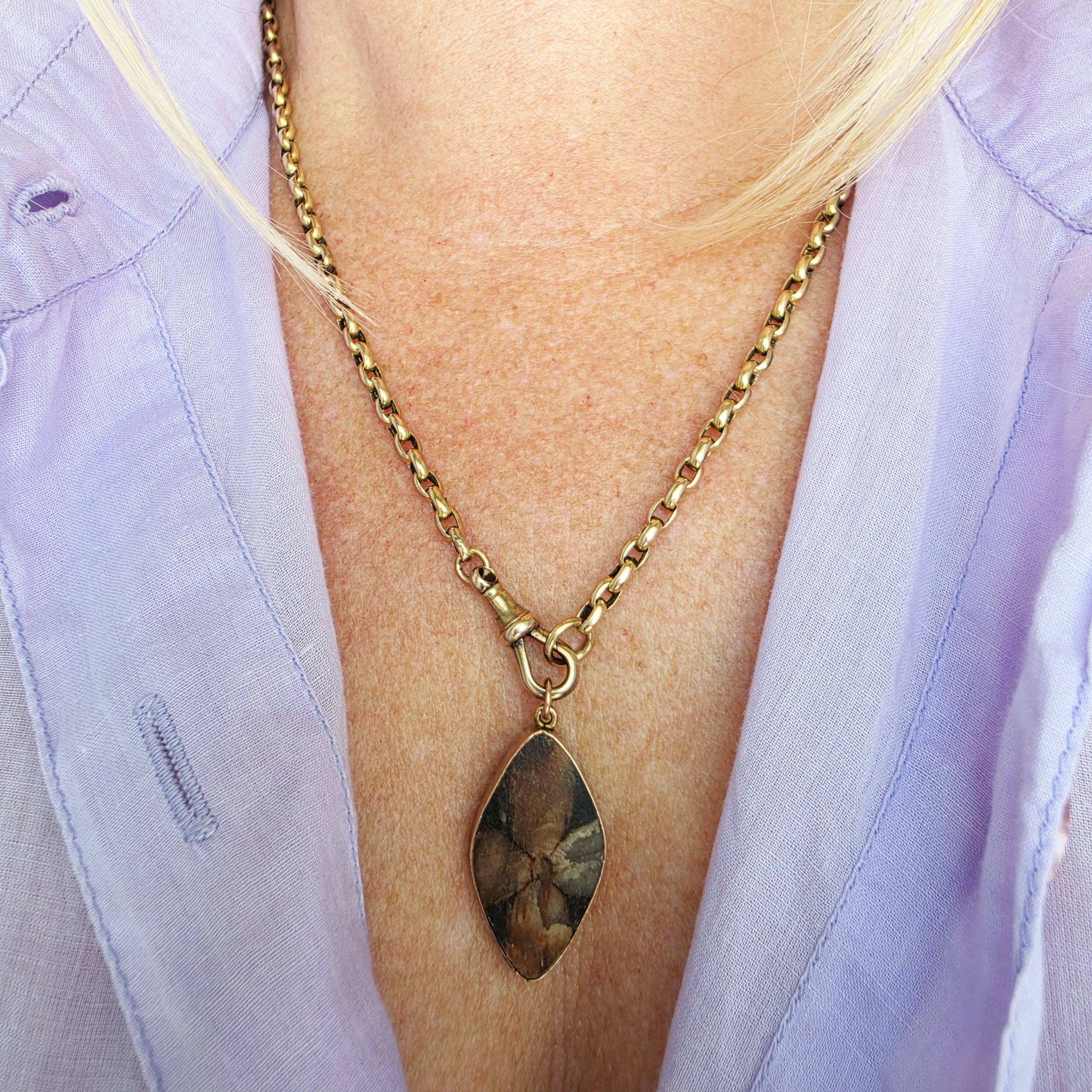 Victorian Chiastolite 'Four Leaf Clover' Pendant