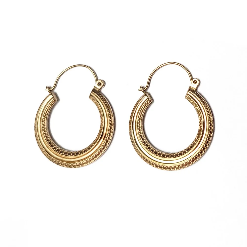 Vintage 'Etruscan Style' 9ct Gold Hoops
