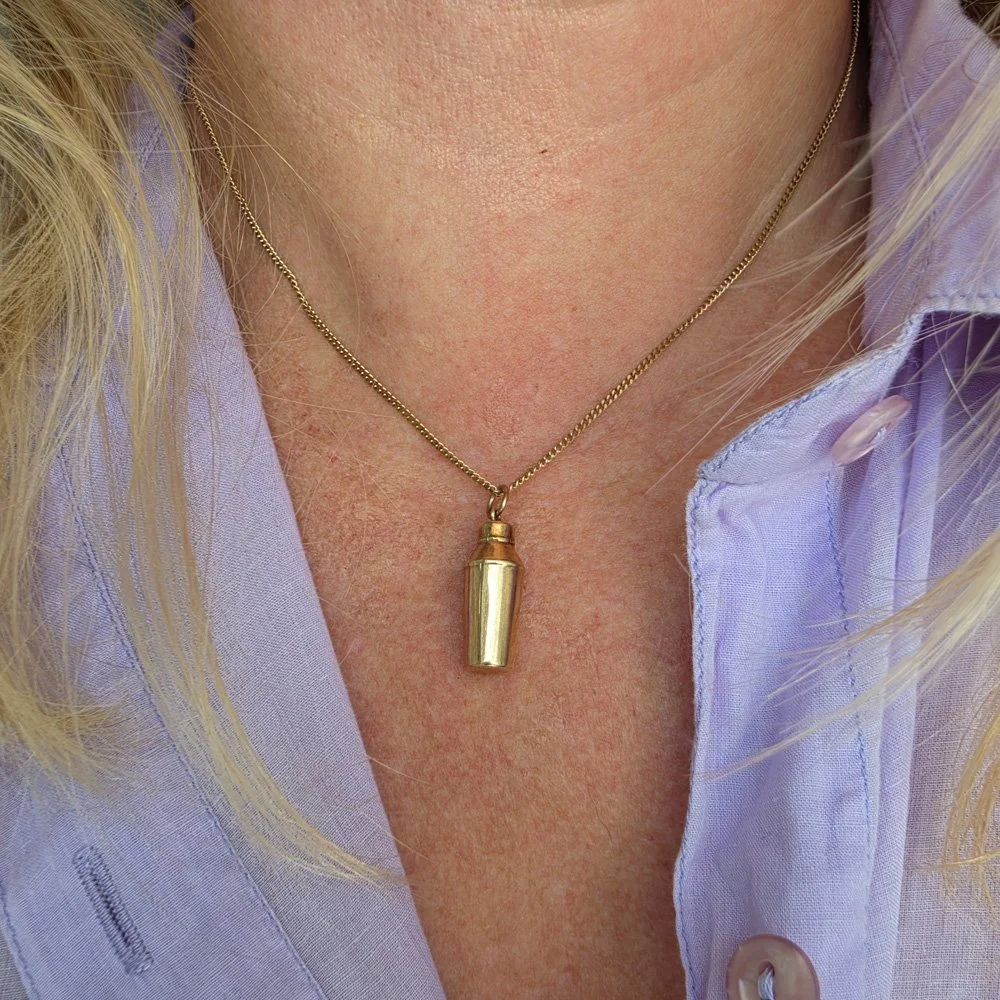 1970s Gold Cocktail Shaker Charm / Pendant