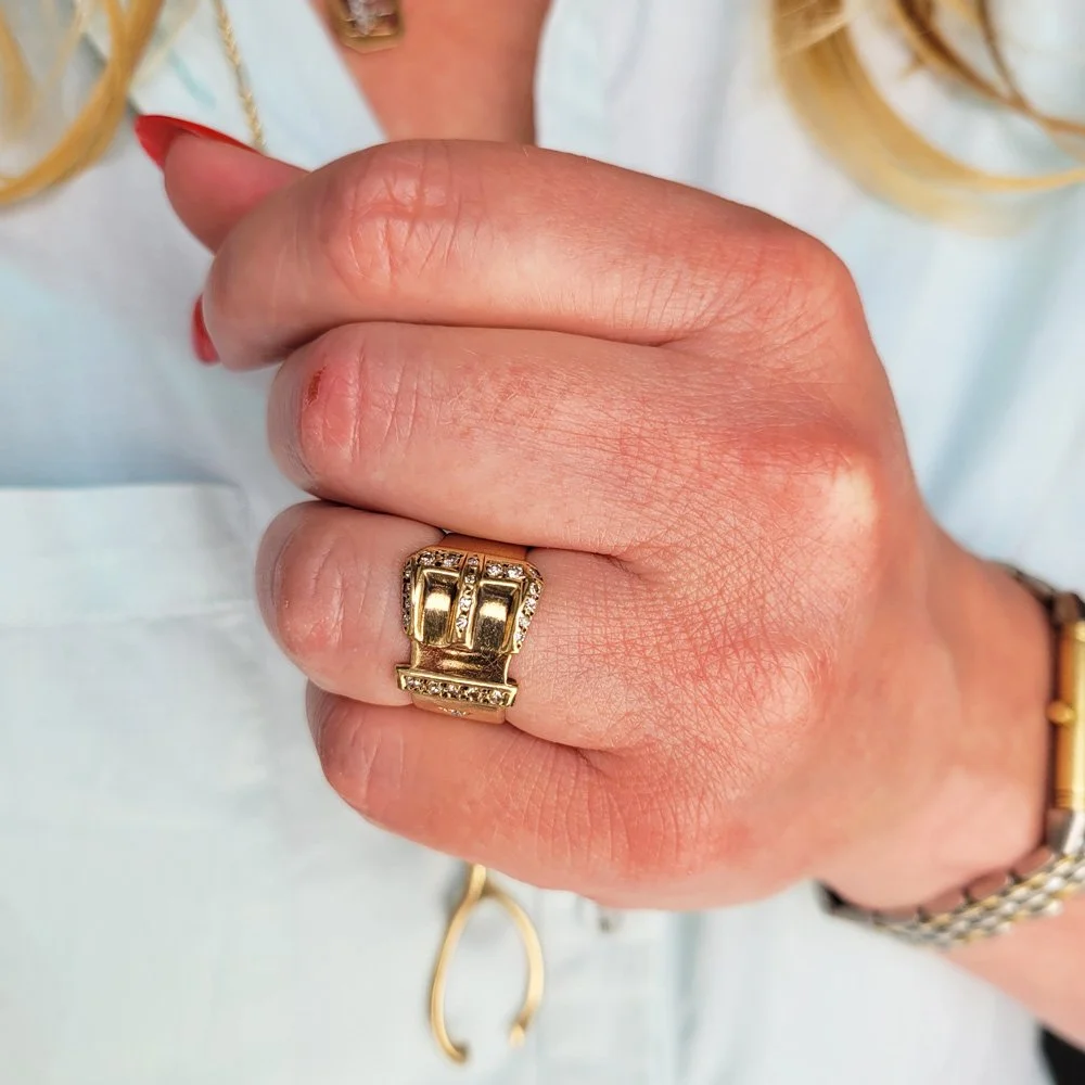 1970s Diamond Set Buckle Ring