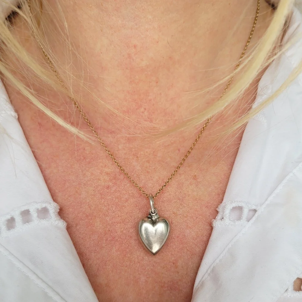 Victorian Silver Puffy Heart Pendant