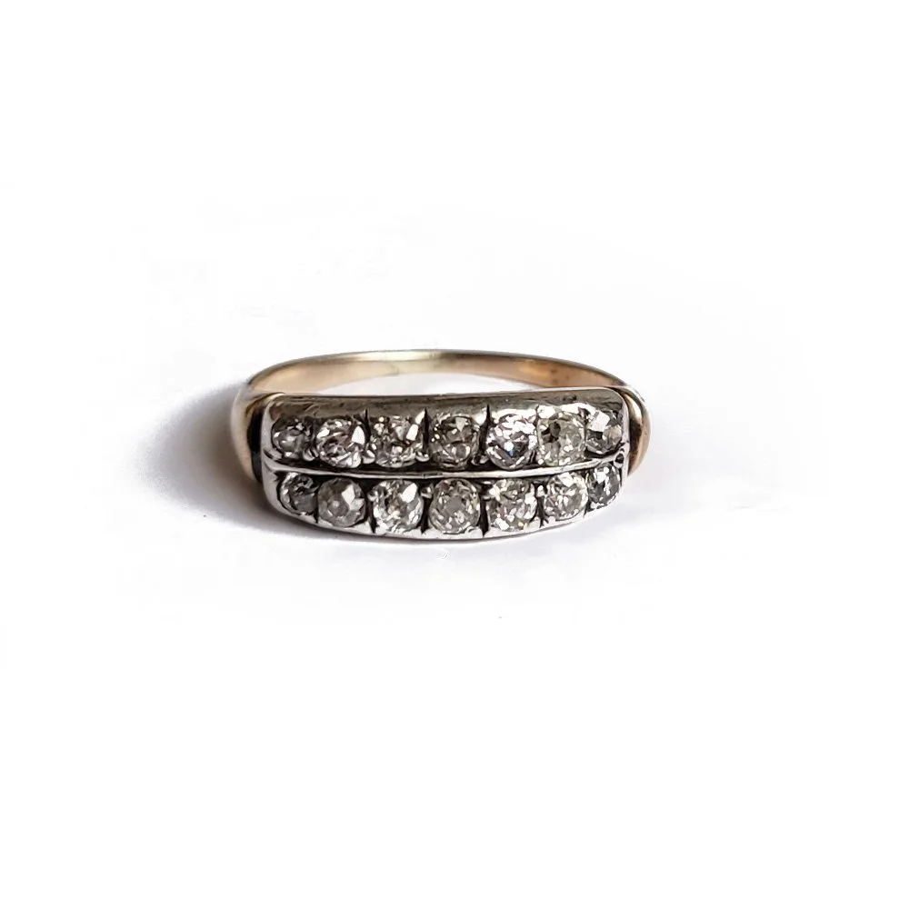 Exquisite Georgian Two Row Old Cut Diamond Ring