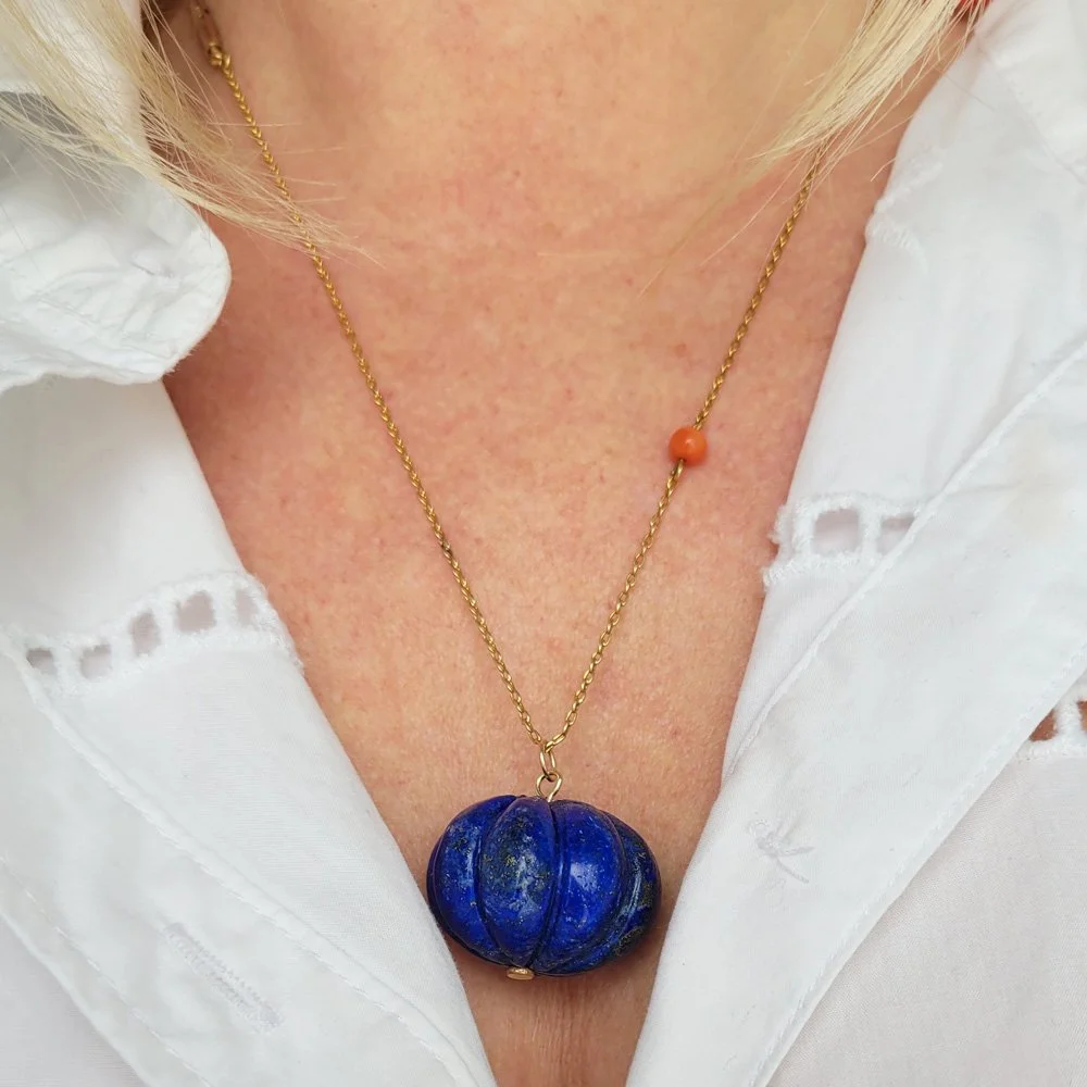 Antique Lapis Lazuli 'Pumpkin' Pendant