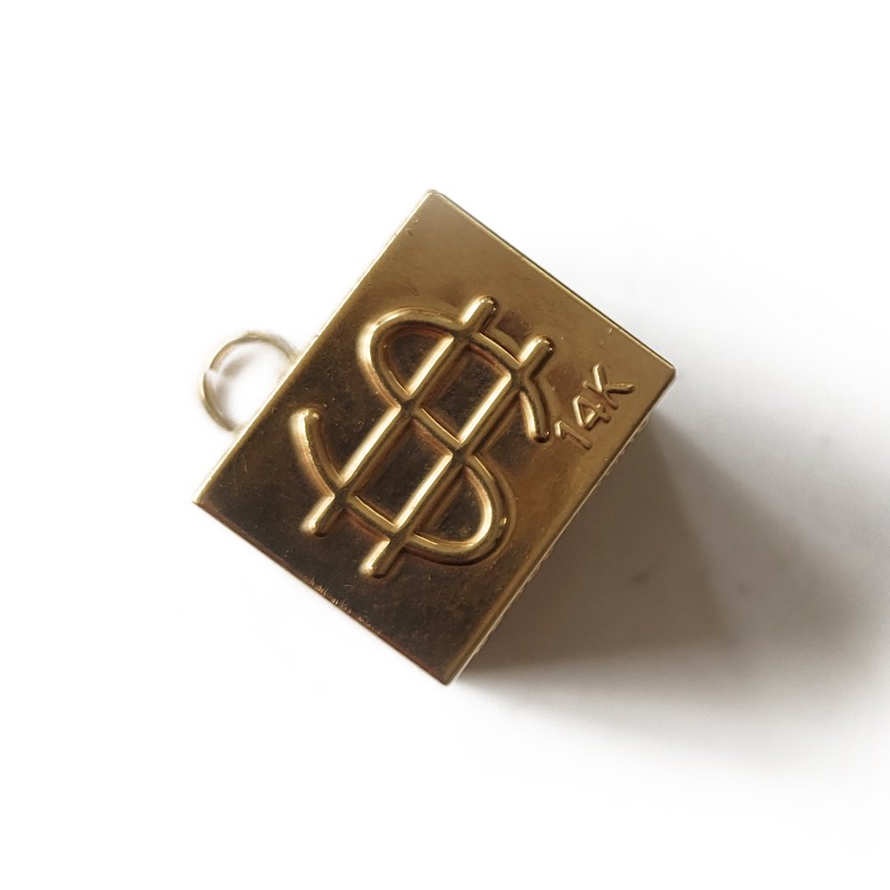 1940s 14ct Gold 'Break Glass in case of Emergency' Dollar Bill Charm