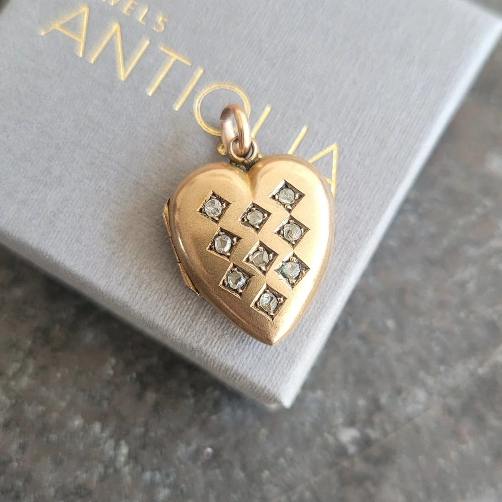 Late Victorian Rose Diamond Heart Locket
