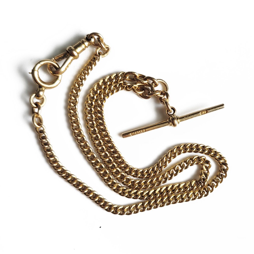 Antique 18ct Gold Slim Curb Link Albert Chain