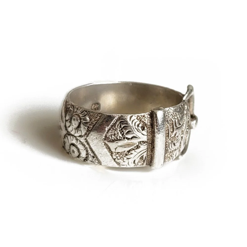 Beautifully Wide Victorian Silver Buckle Ring