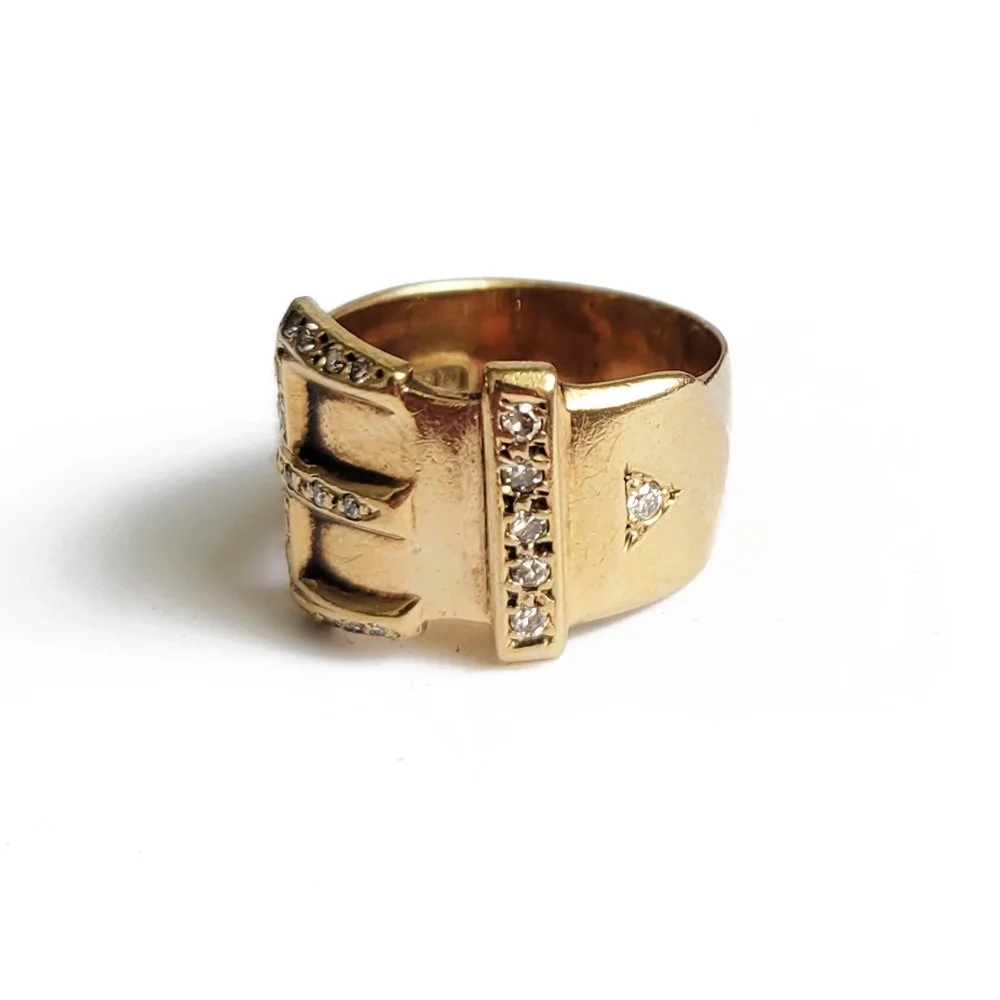 1970s Diamond Set Buckle Ring