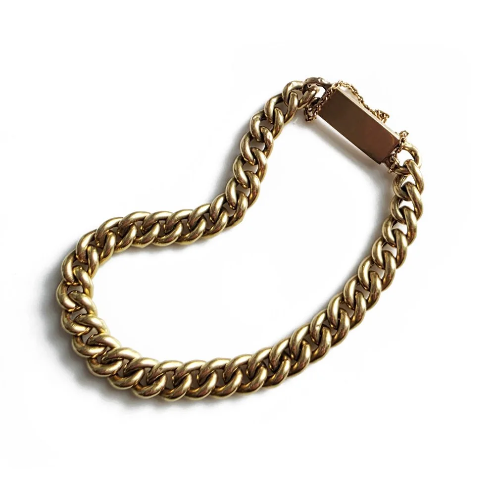 Victorian 18ct Gold 'Night & Day' Curb Link Bracelet