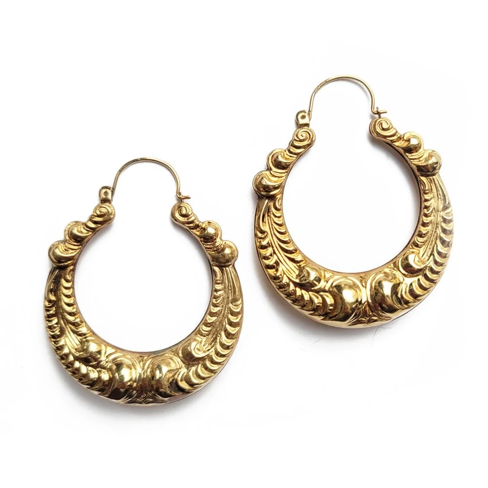 Vintage 9ct Gold Big & Bold Creole Style Hoops