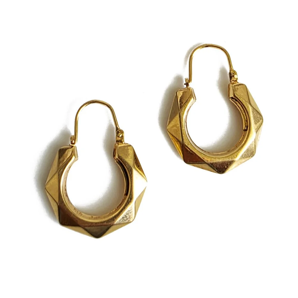 Vintage 9ct Gold Hexagonal Hoops by UnoAErre