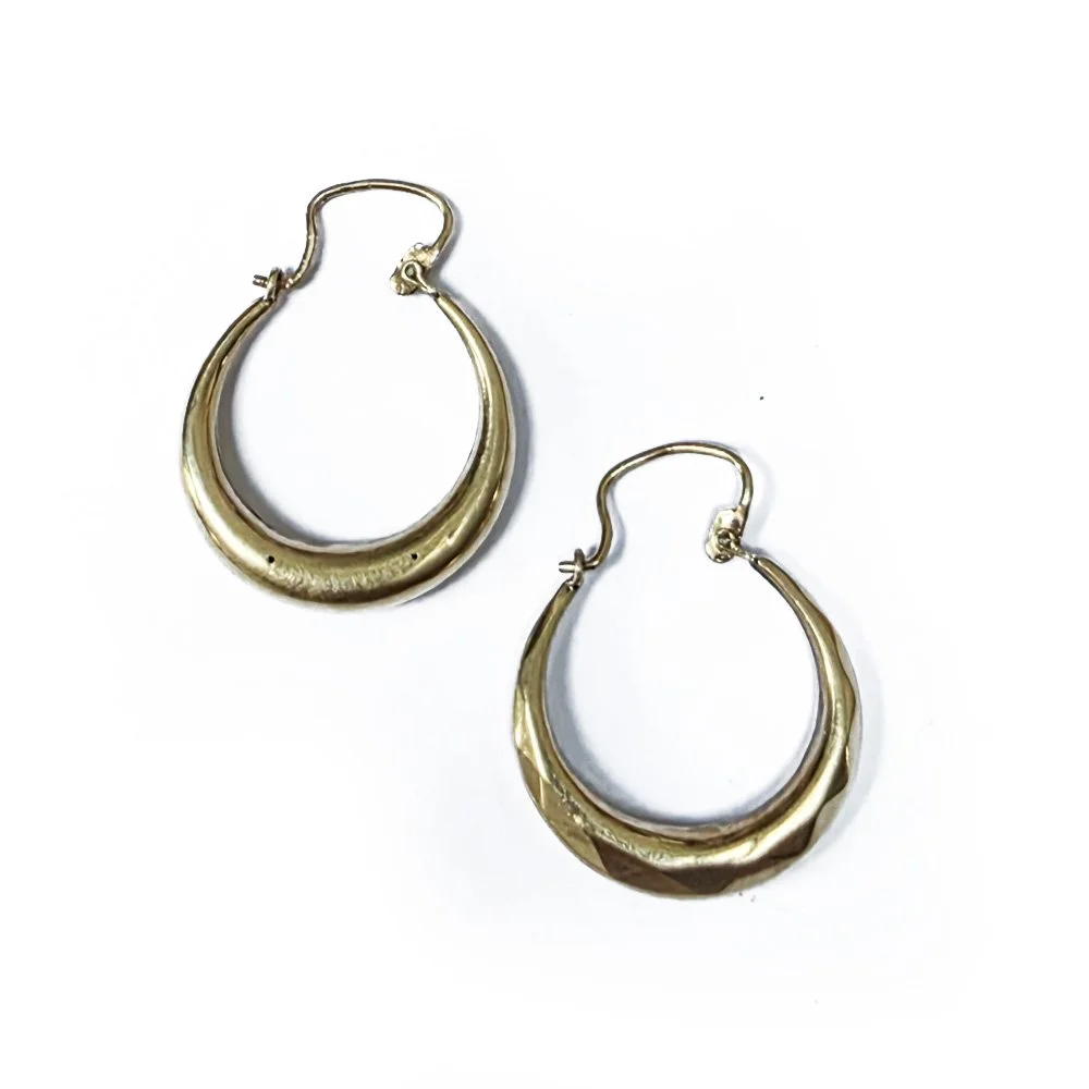 Vintage 9ct Gold Double Sided Crescent Hoops
