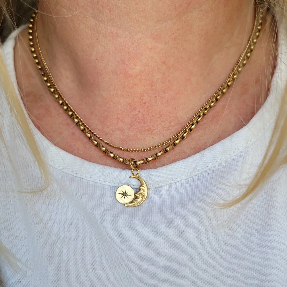 Victorian 'Man in the Moon' Celestial Pendant