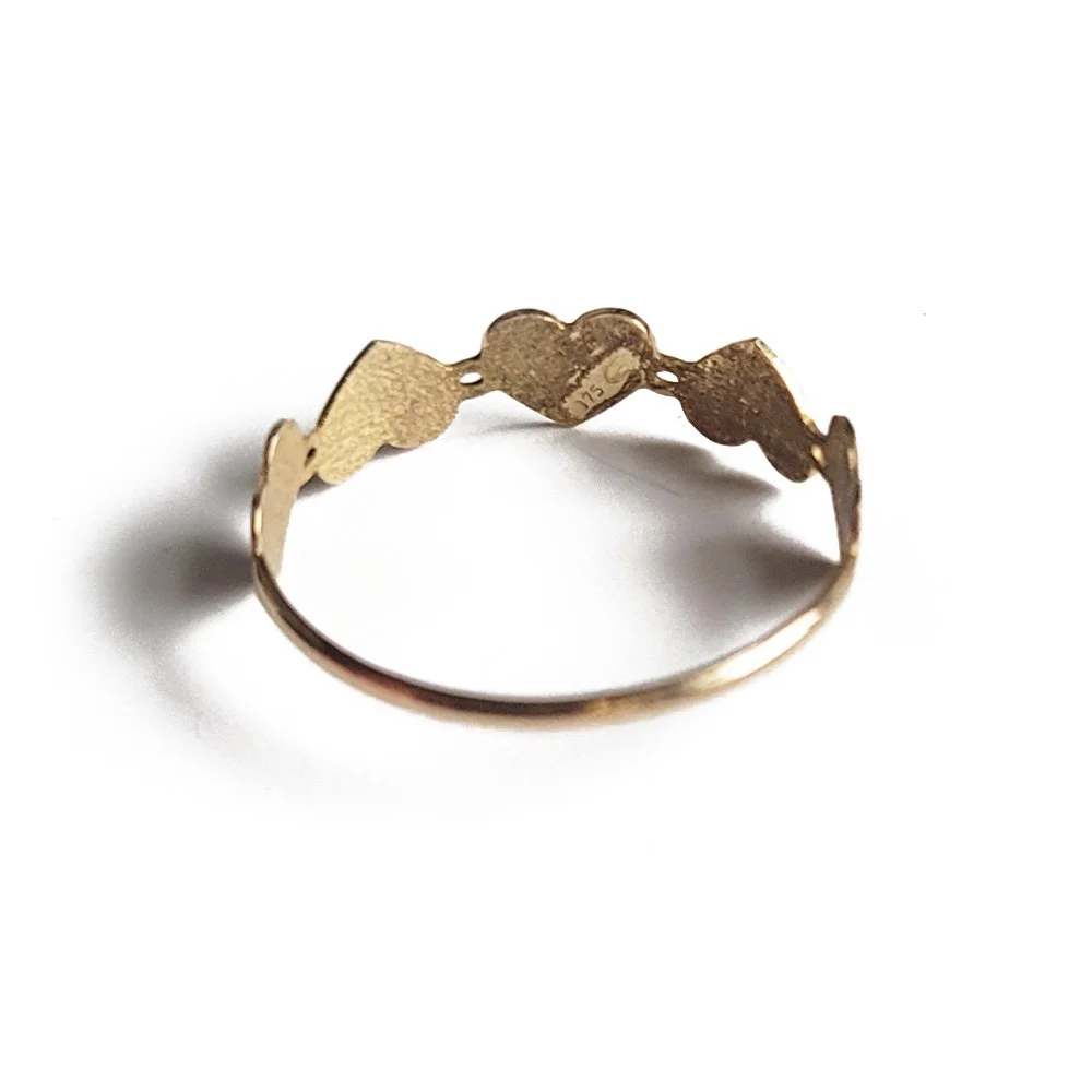 Vintage 9ct Gold Hearts Ring