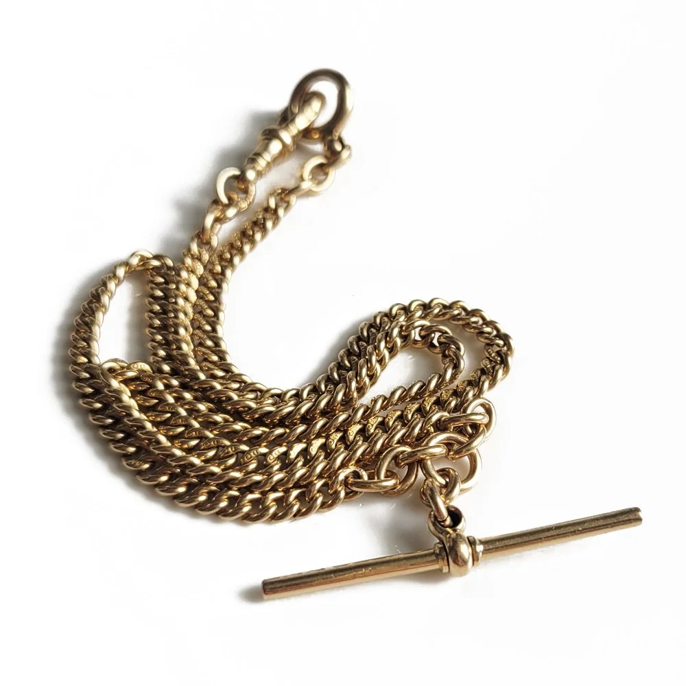 Antique 18ct Gold Slim Curb Link Albert Chain