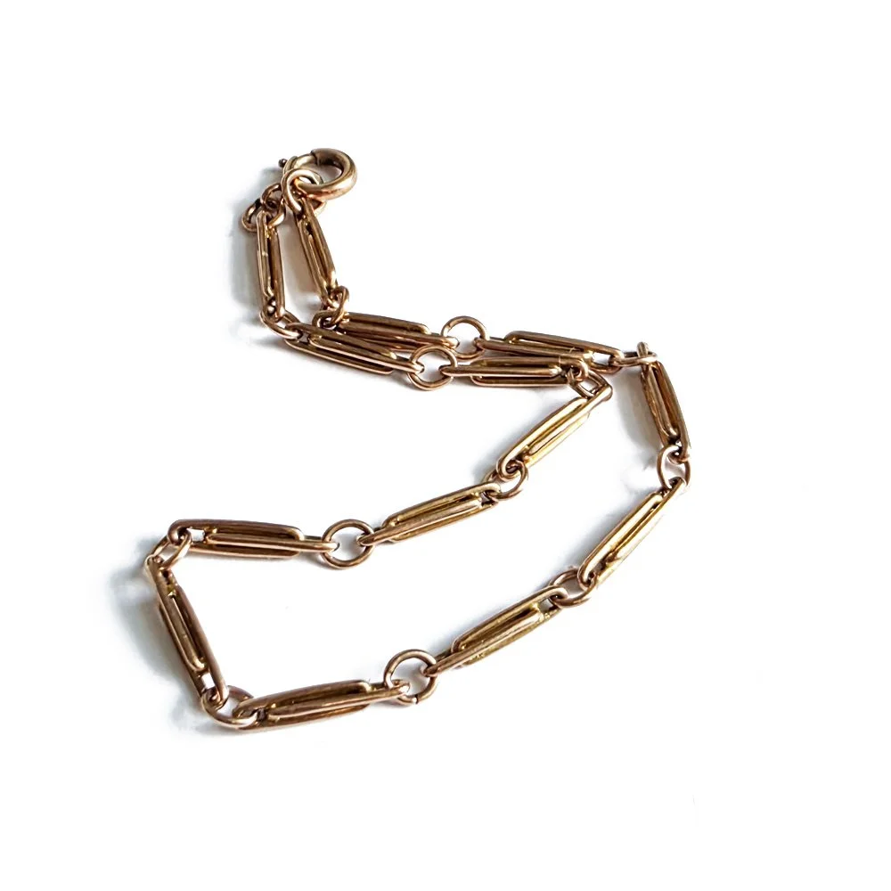 Antique 9ct Rose Gold Interlocked Paperclip Link Bracelet