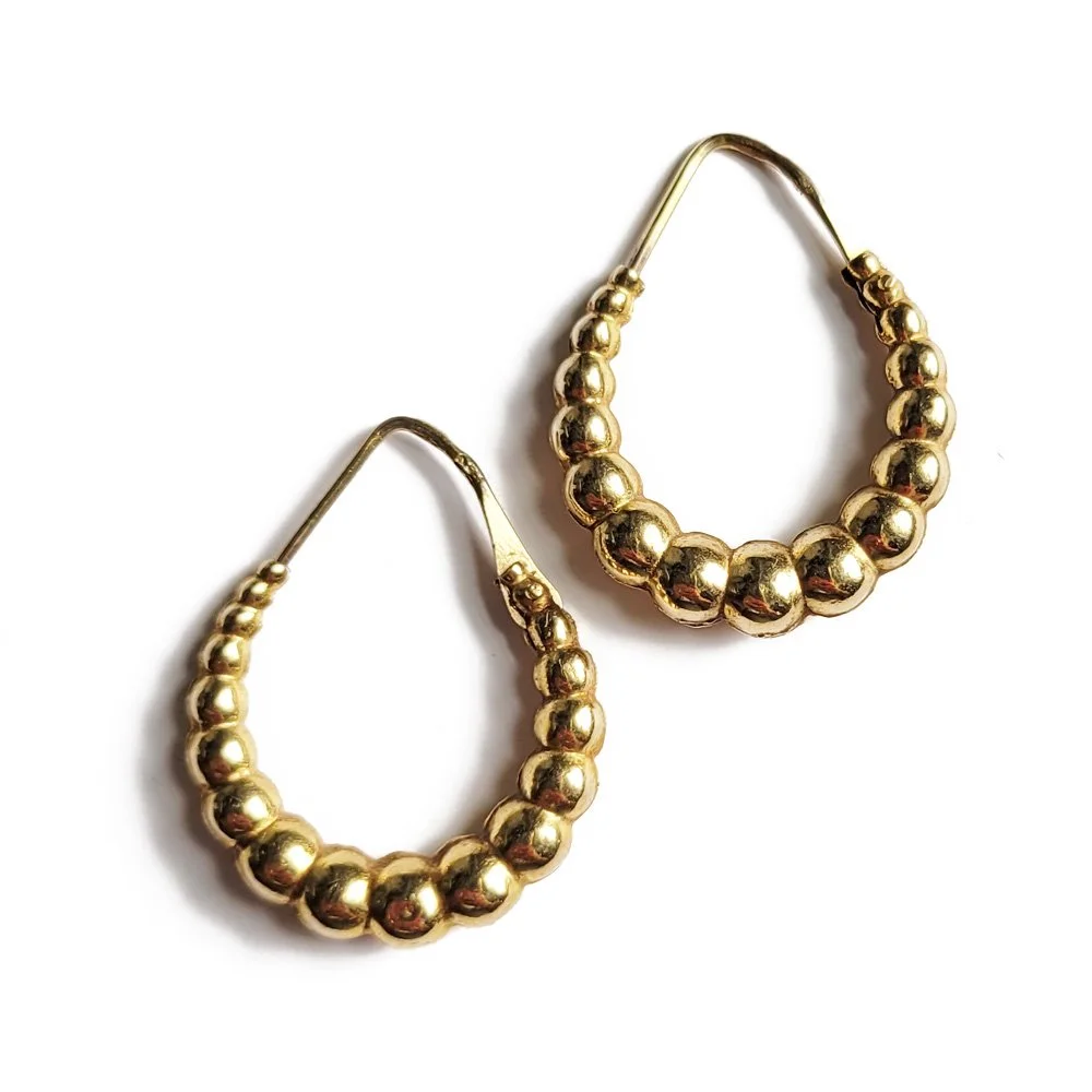 Vintage 9ct Gold 'Ball Bearing' Hoop Earrings