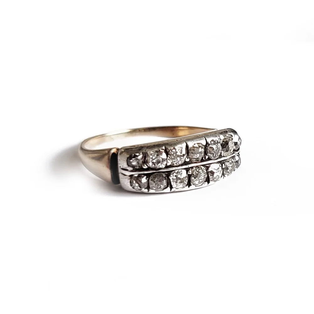 Exquisite Georgian Two Row Old Cut Diamond Ring