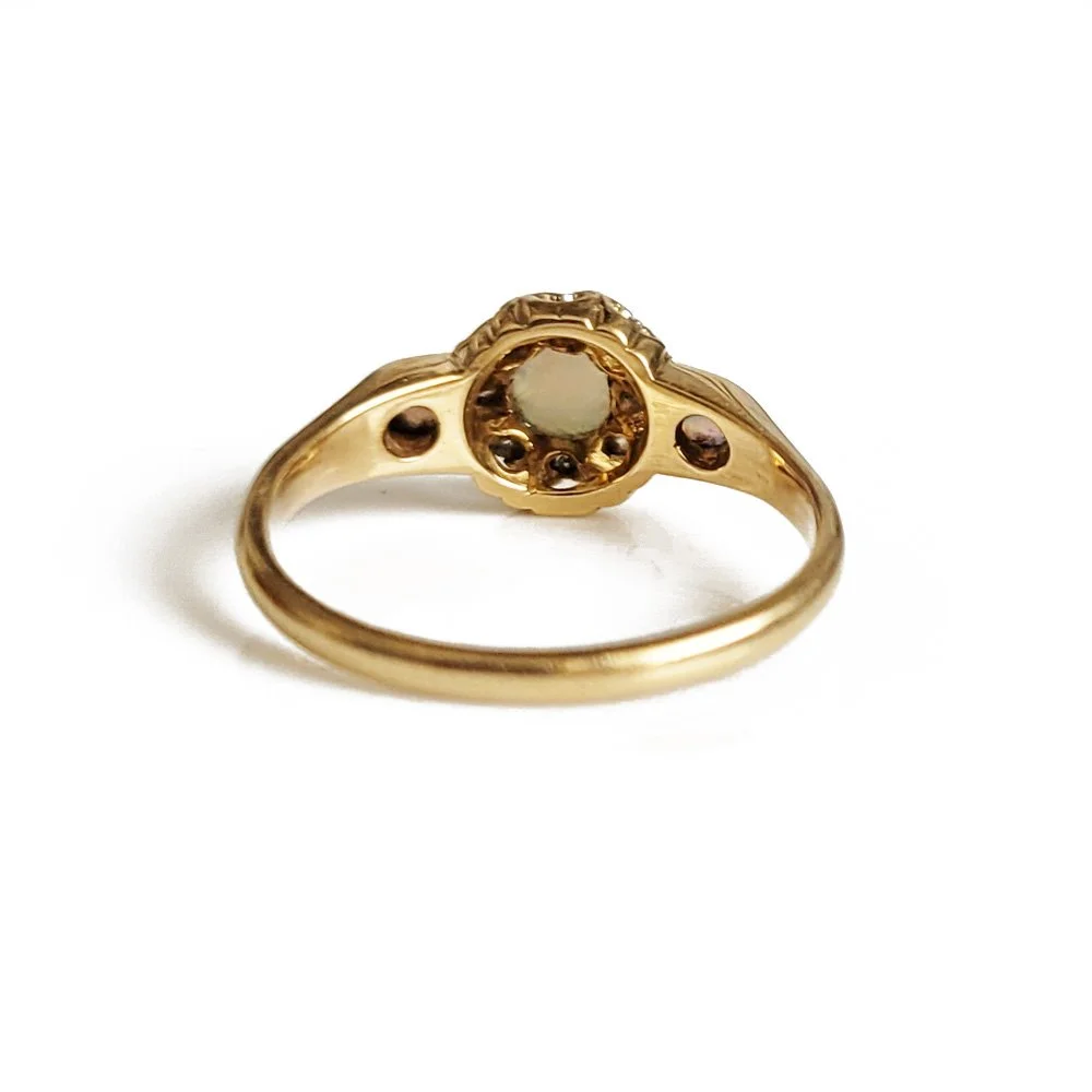 Edwardian Opal & Diamond Cluster Ring