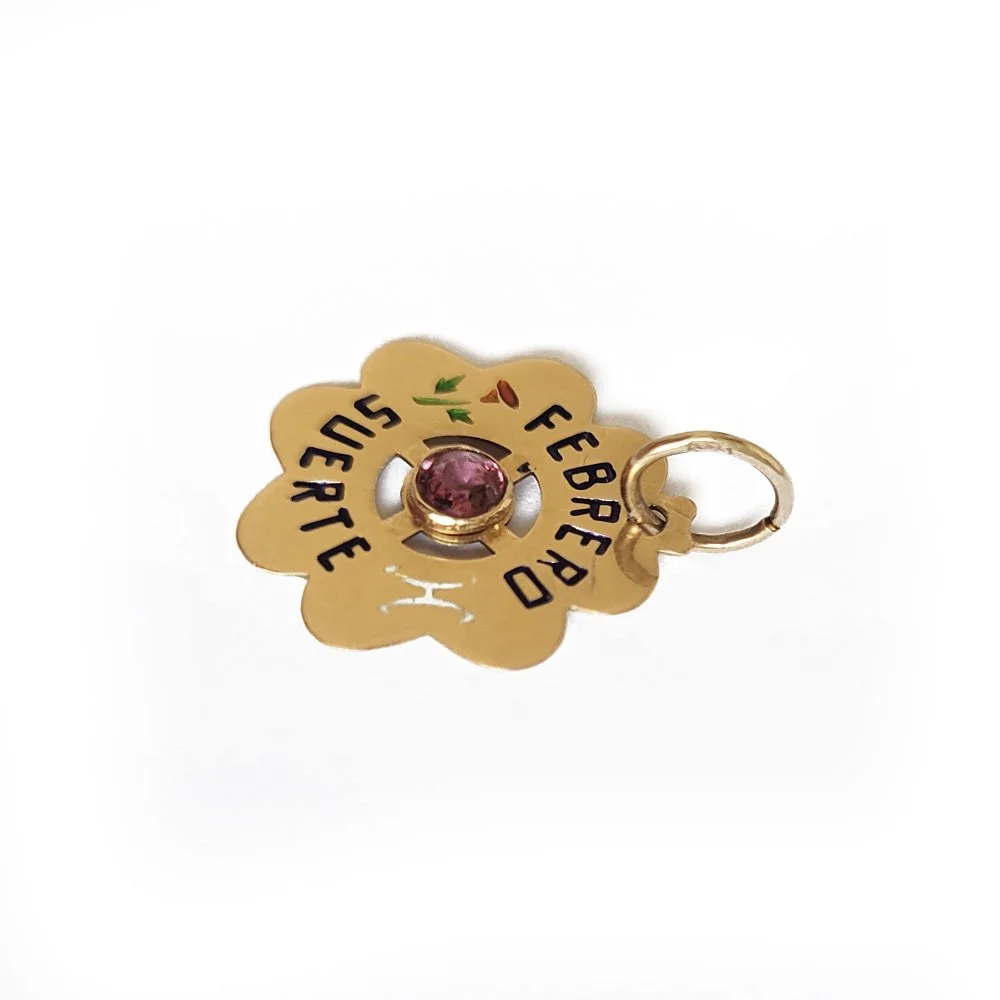Antique Spanish 'February' Lucky Charm Pendant
