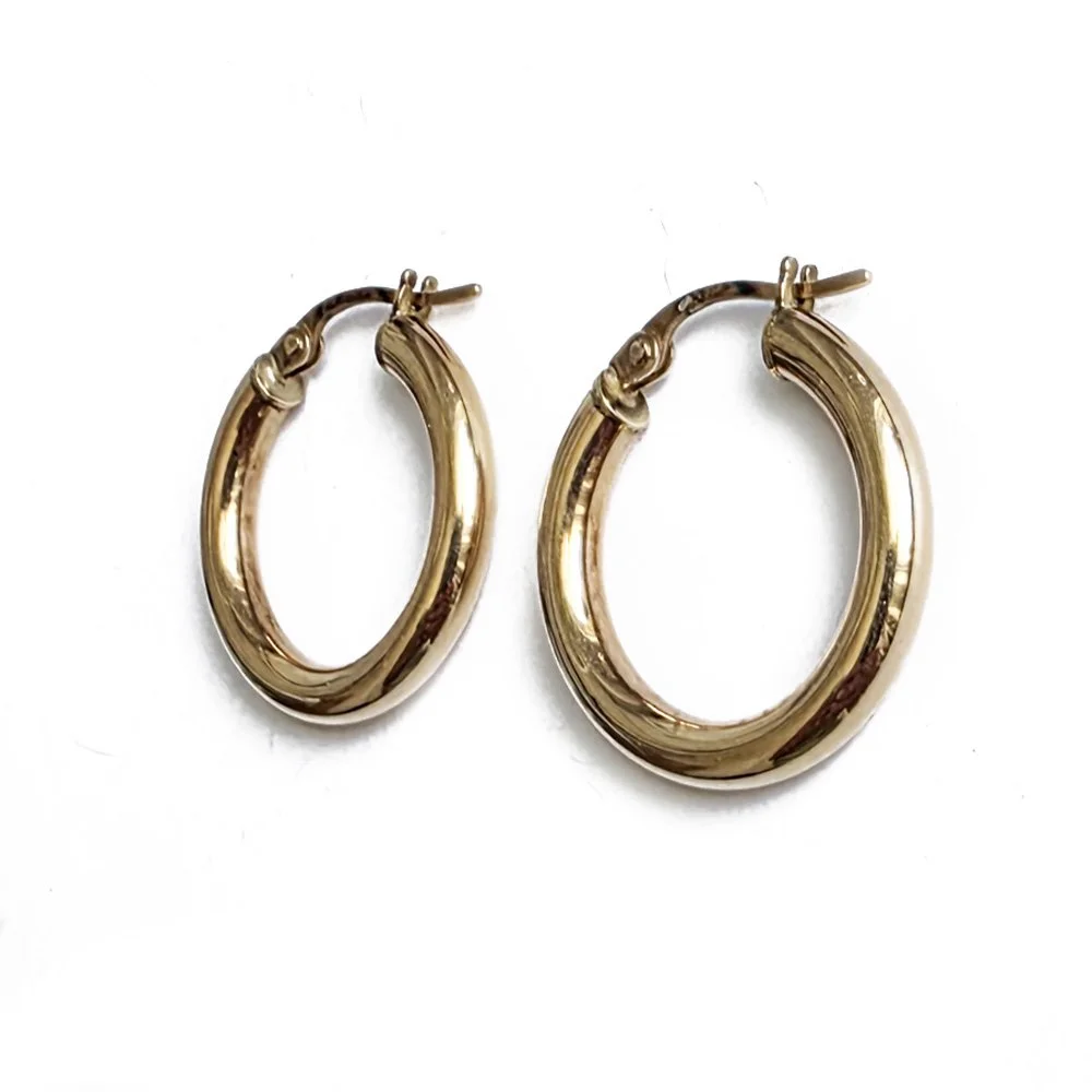 Vintage 9ct Gold Slim Tube Hoops