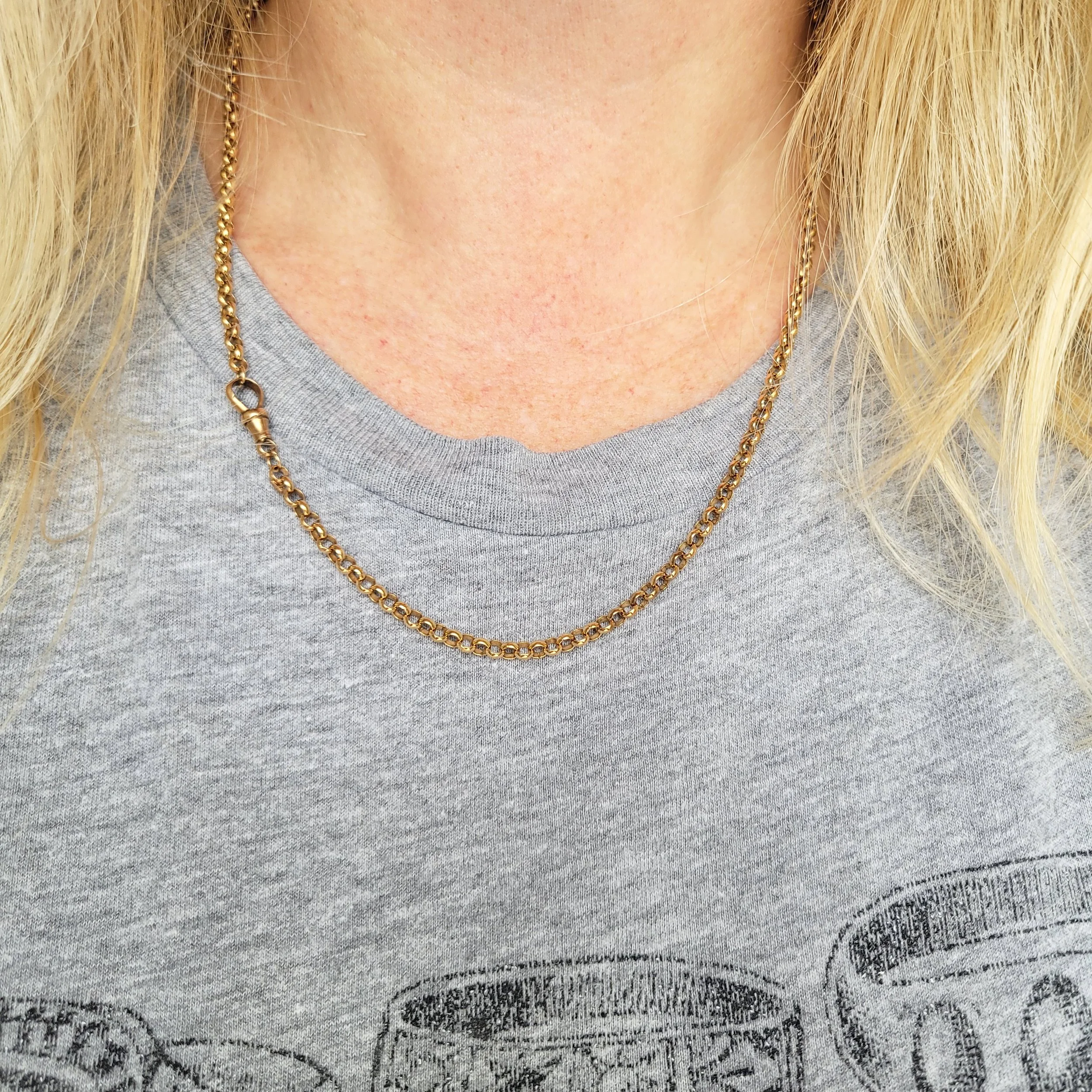 Antique 9ct Warm Gold Rollo / Belcher Chain