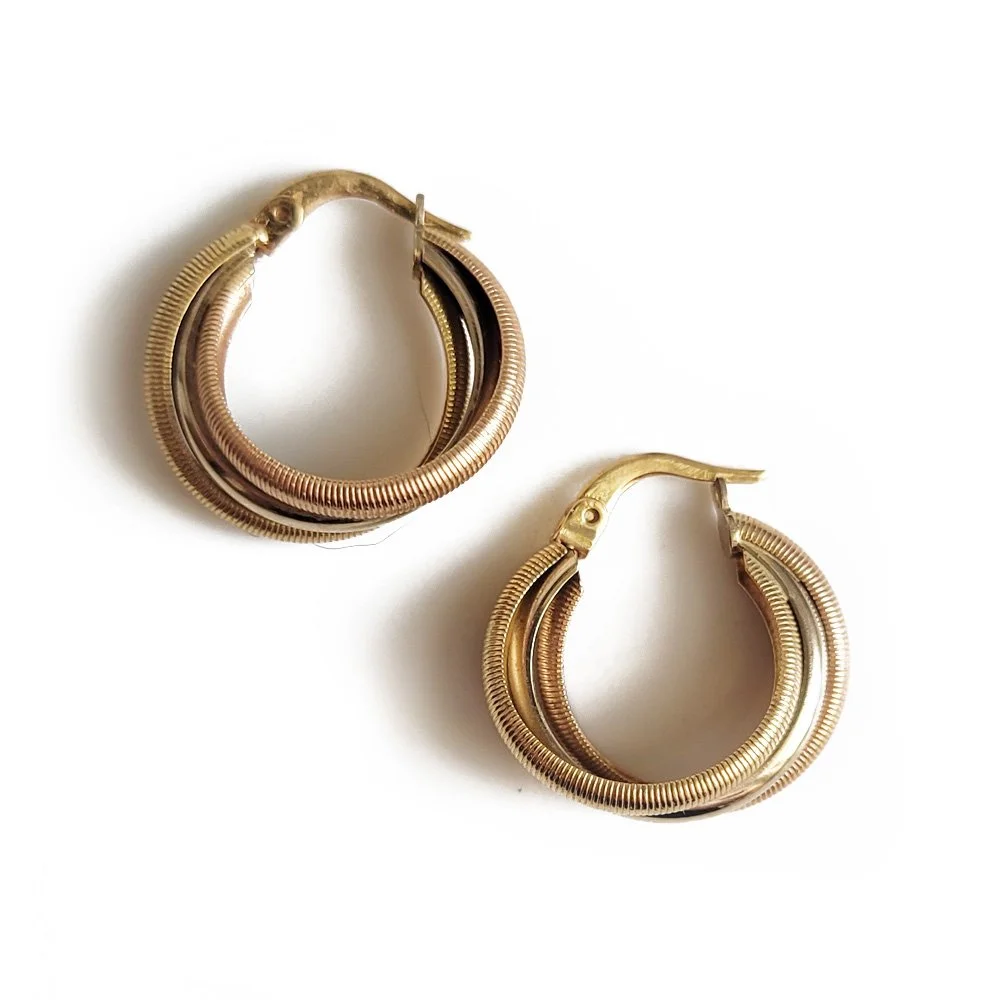 Super Chic 18ct Tri-colour Hoop Earrings