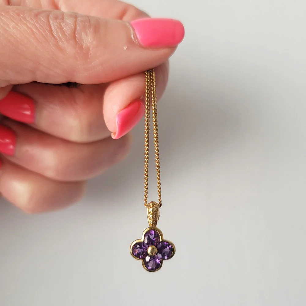 Vintage Amethyst Quatrefoil Pendant Jewels Antiqua