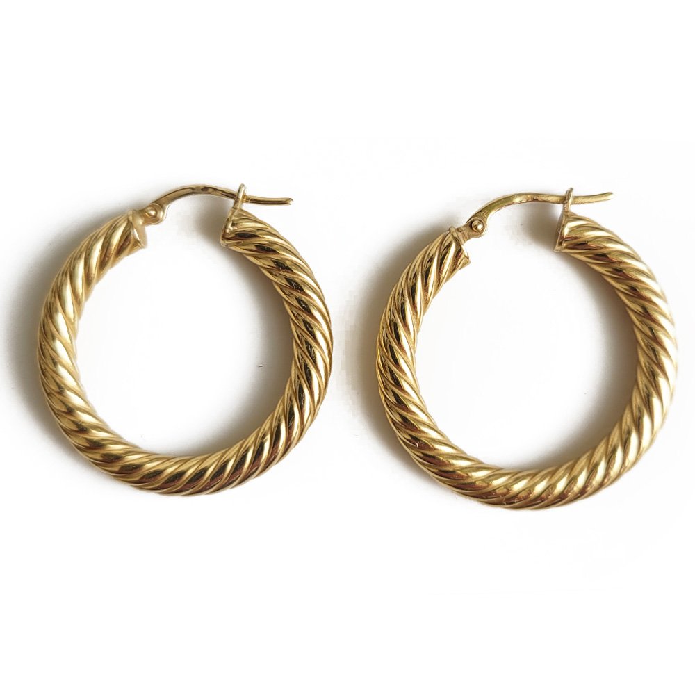 Fabulous Vintage 18ct Gold Reeded Hoops