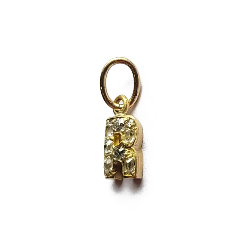 Victorian Old Cut Diamond 'R' Pendant