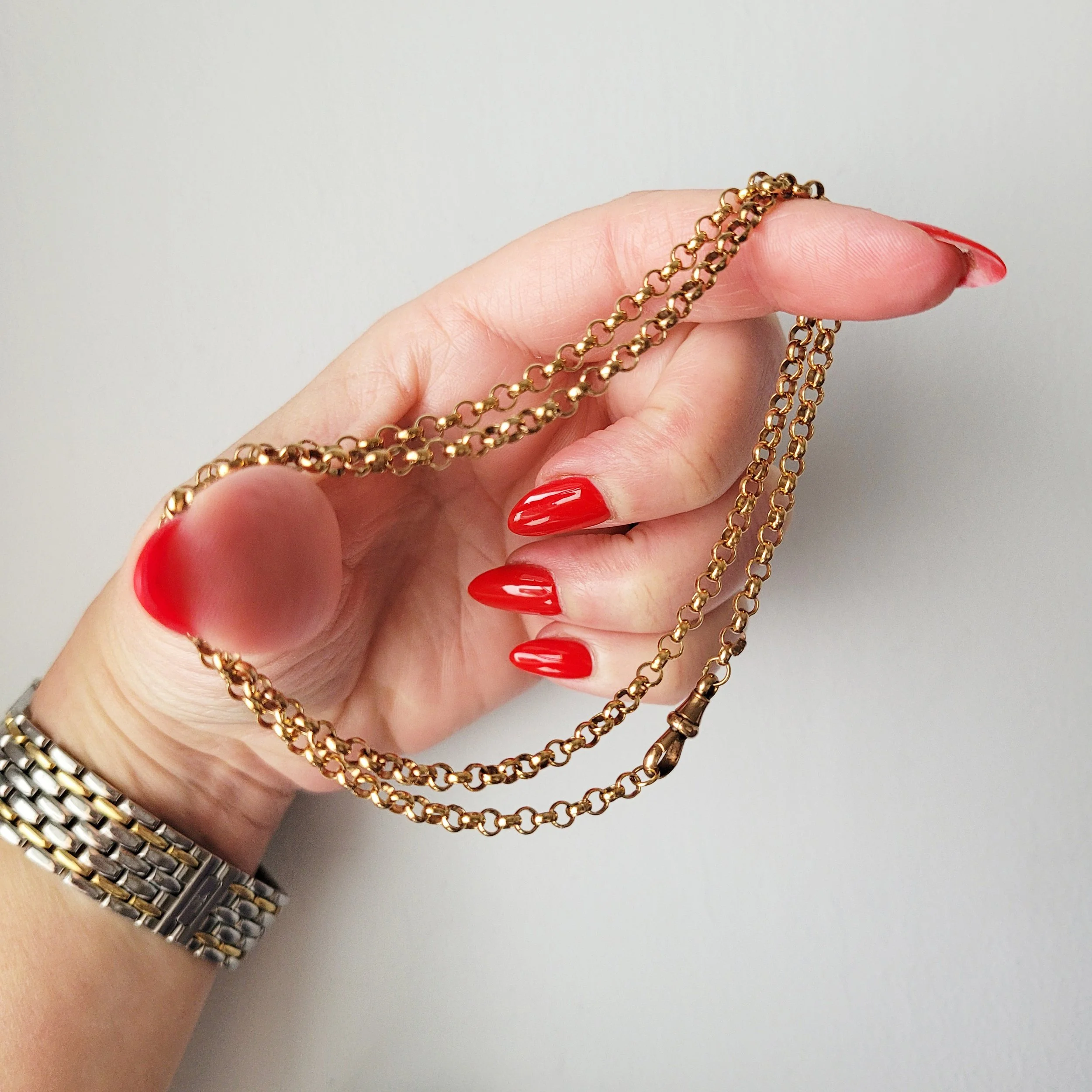 Antique 9ct Warm Gold Rollo / Belcher Chain