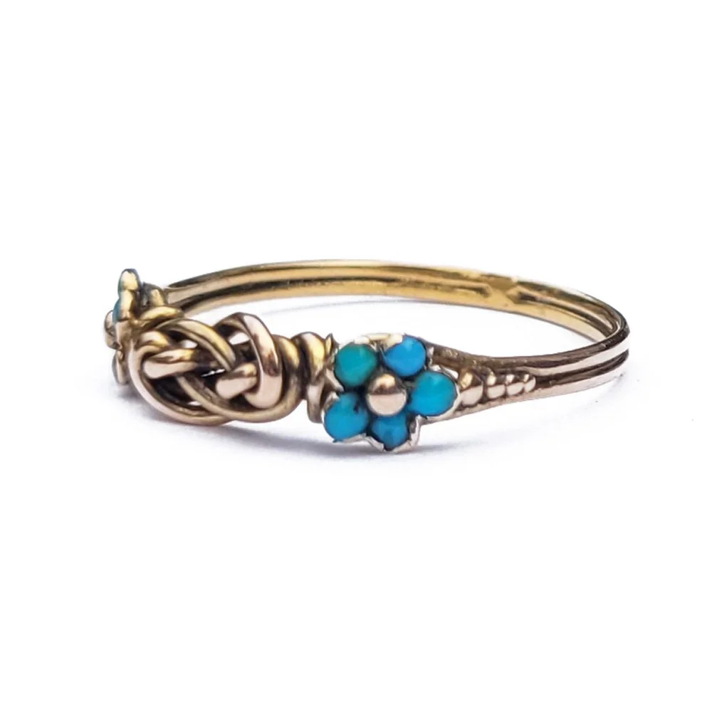 Victorian 15ct Gold & Turquoise Forget Me Not Ring