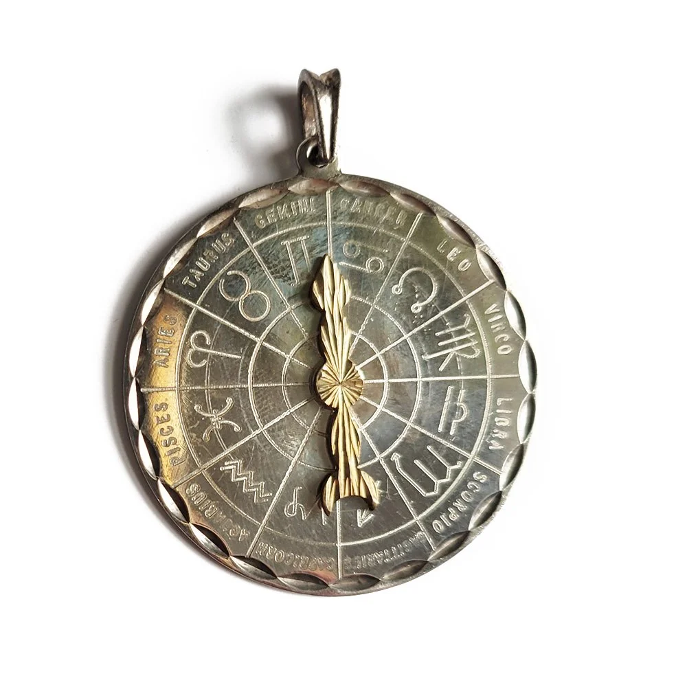 1970s Silver Zodiac Dial Pendant