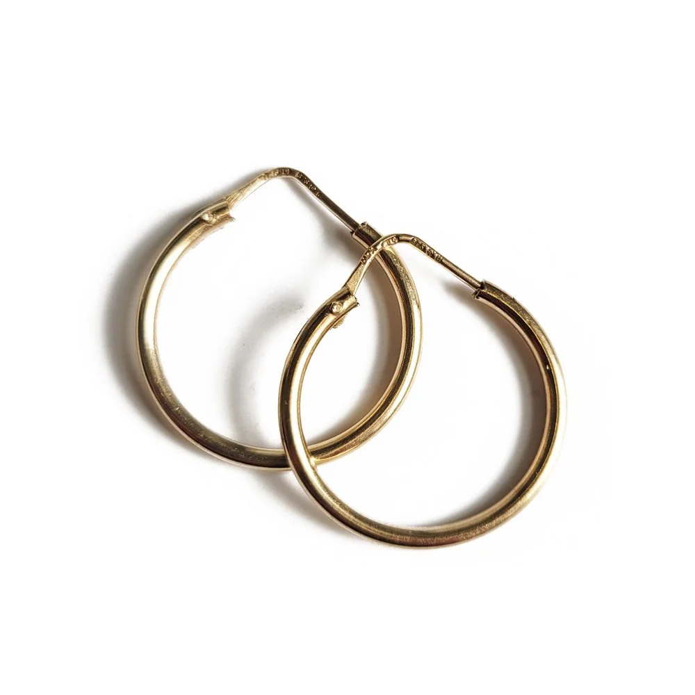 Vintage 9ct Gold Slim & Sleek Tube Hoop Earrings