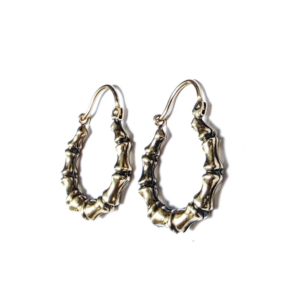 Vintage 9ct Gold Baby Bamboo Hoops
