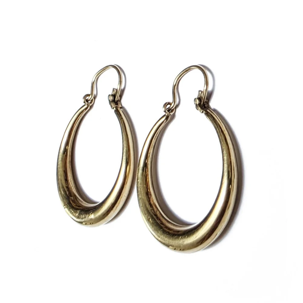 1970s 9ct Gold Crescent Hoops