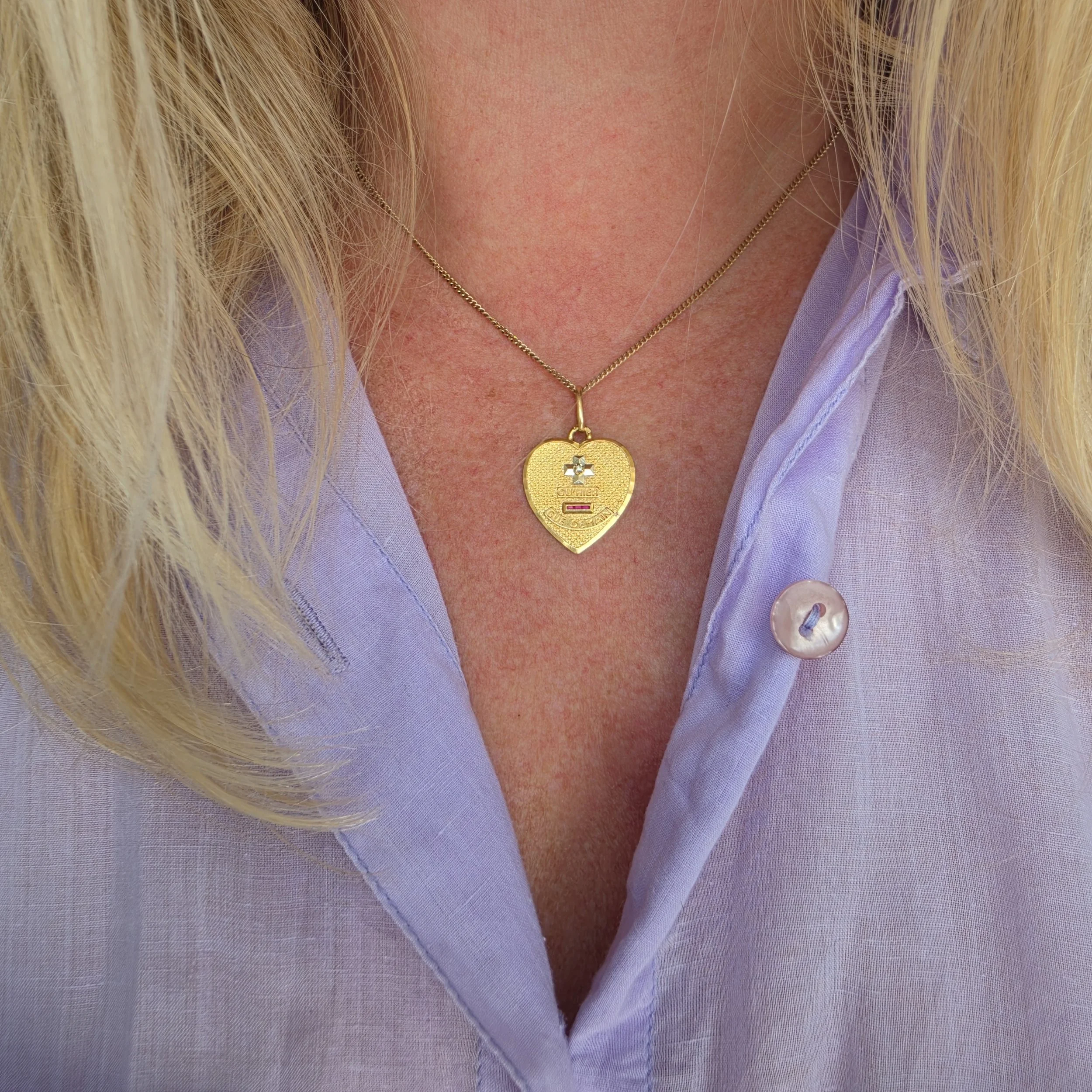 Vintage 18ct Gold A. Augis Heart Shaped 'Medaille d'Amour'