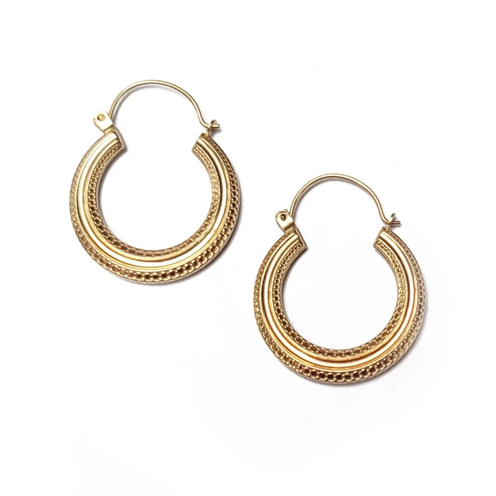 Vintage 'Etruscan Style' 9ct Gold Hoops