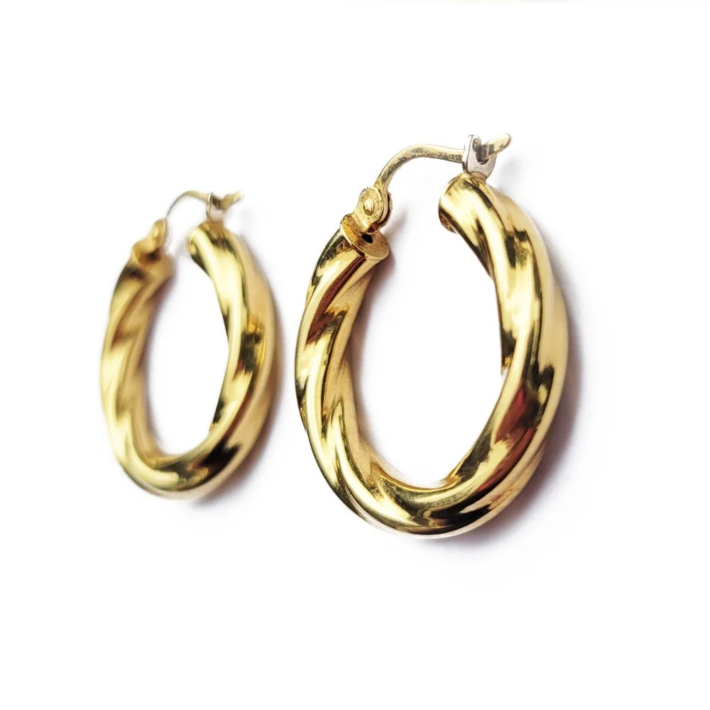 Classic 18ct Gold Ridged Hoops