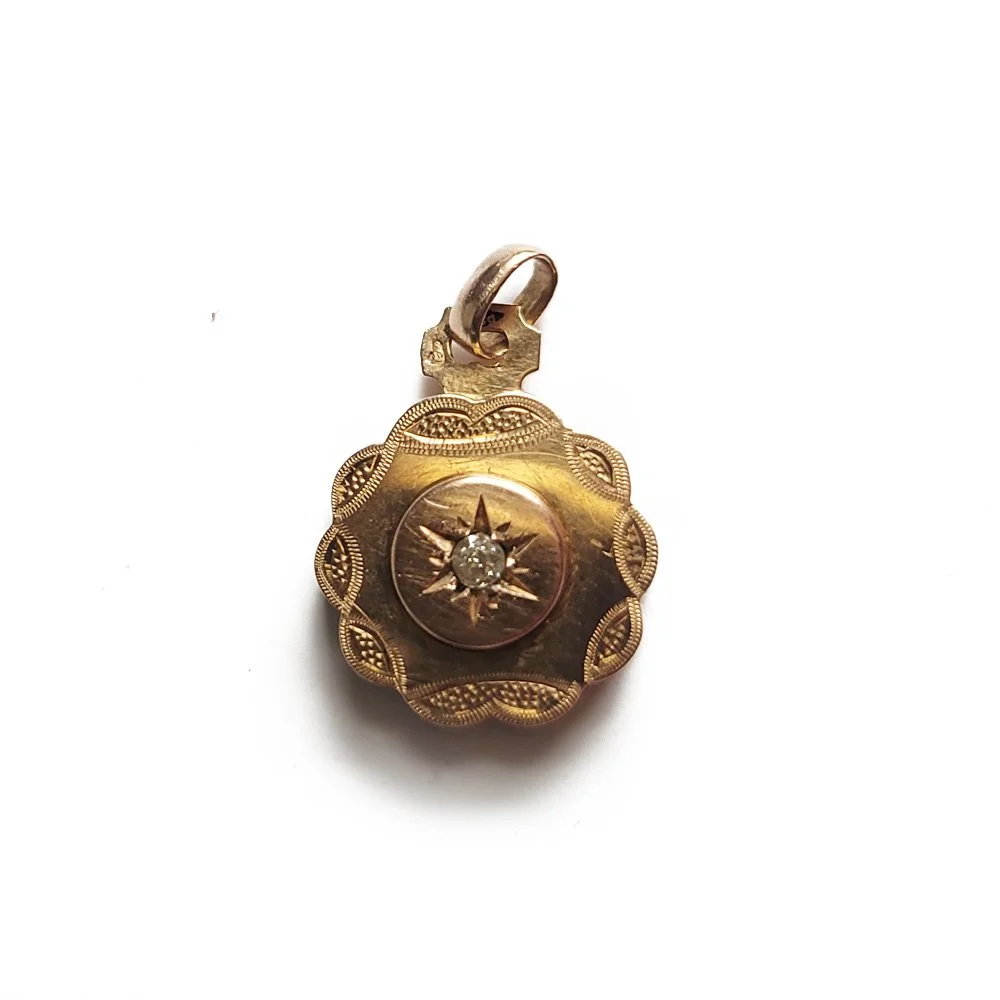 Antique French 18ct Gold & Diamond 'Flower' Pendant