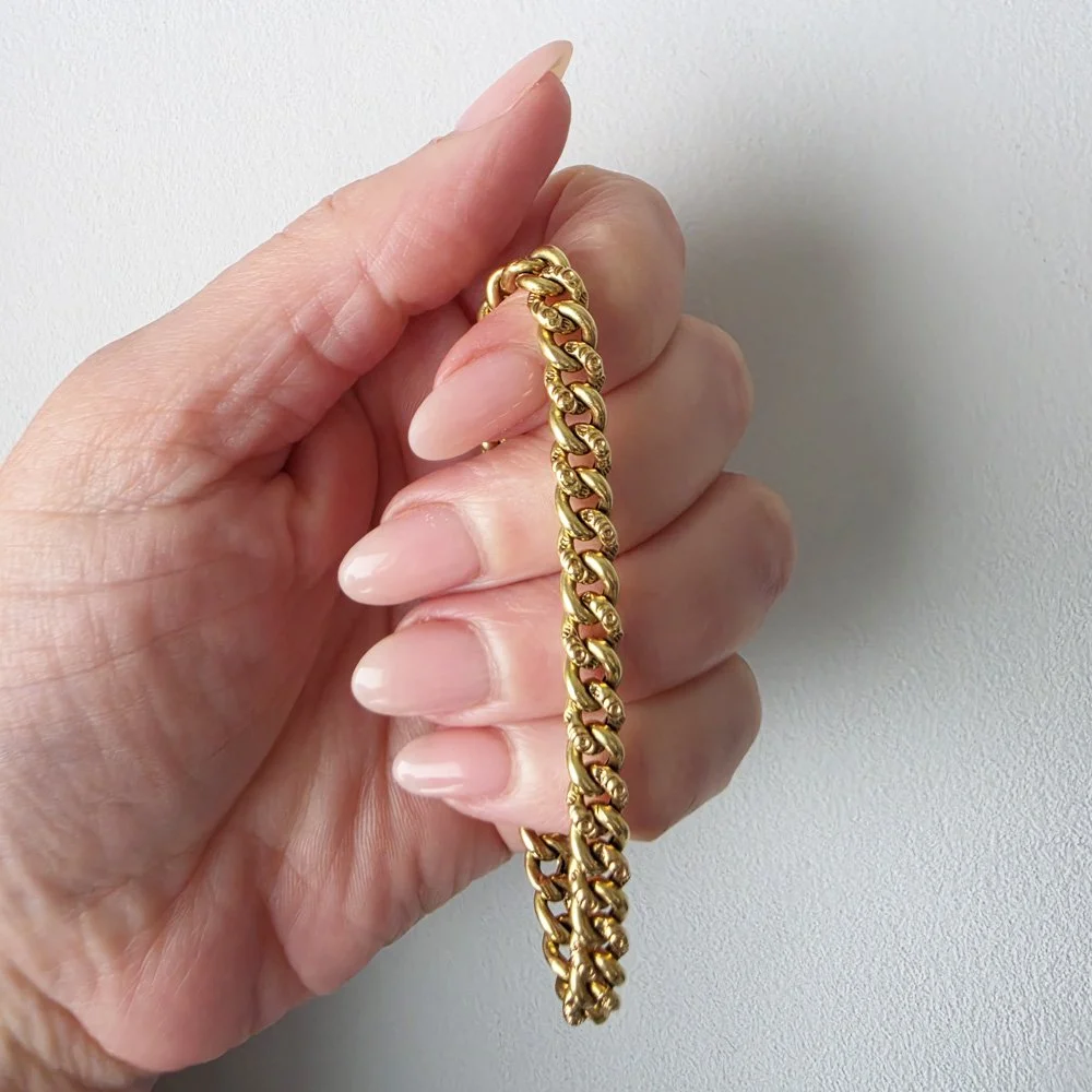 Victorian 18ct Gold 'Night & Day' Curb Link Bracelet