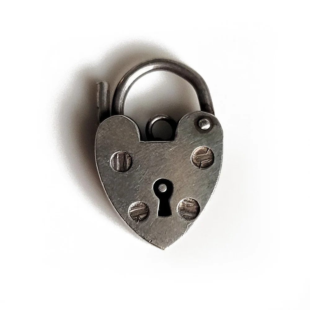 Vintage Silver Heart Padlock Pendant