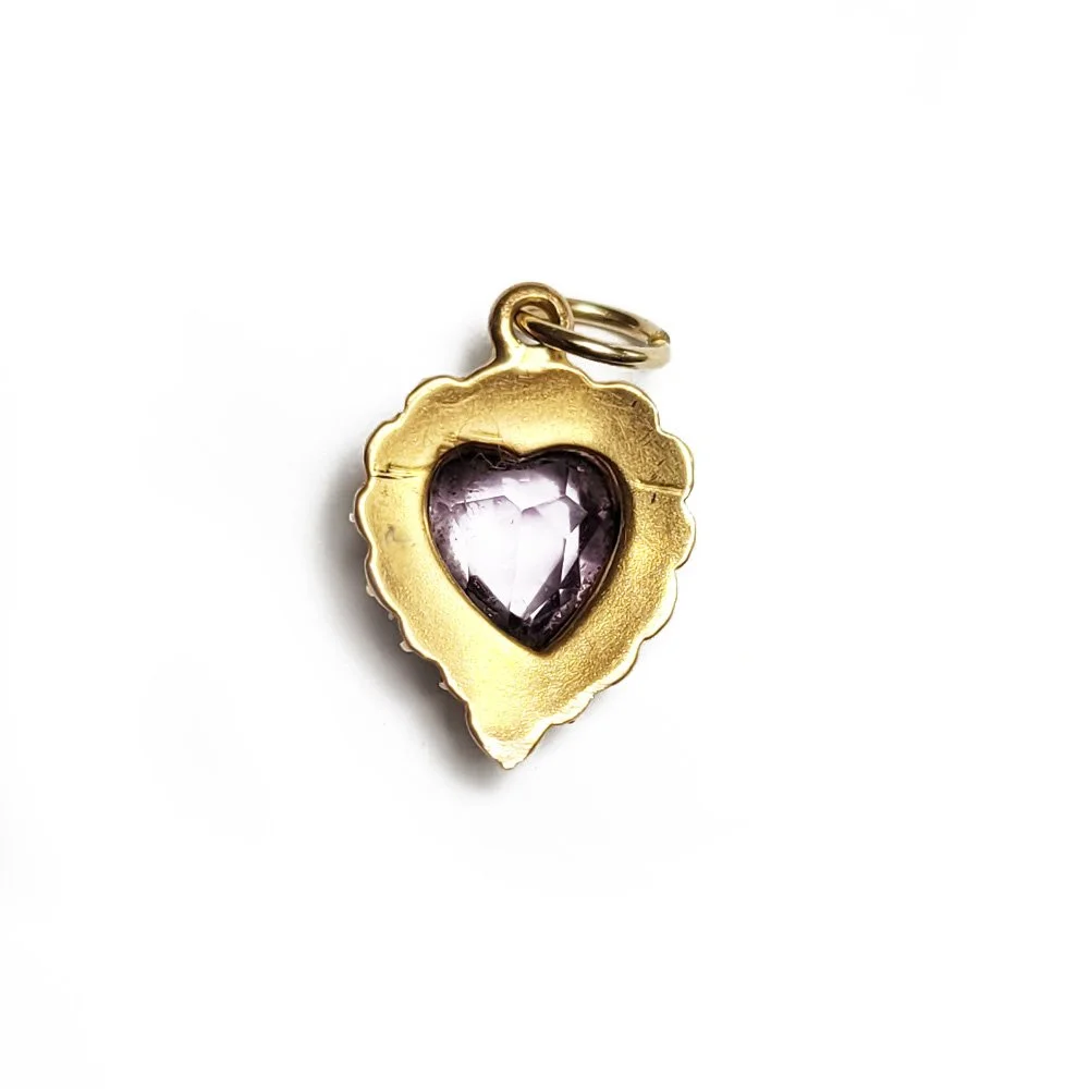 Victorian Amethyst & Pearl Witch's Heart Pendant