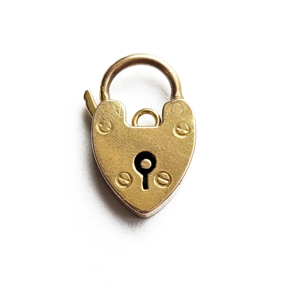 Antique 9ct Yellow Gold Heart Padlock