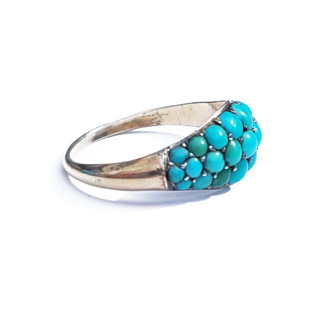 Victorian Pavé Turquoise Bombe Ring