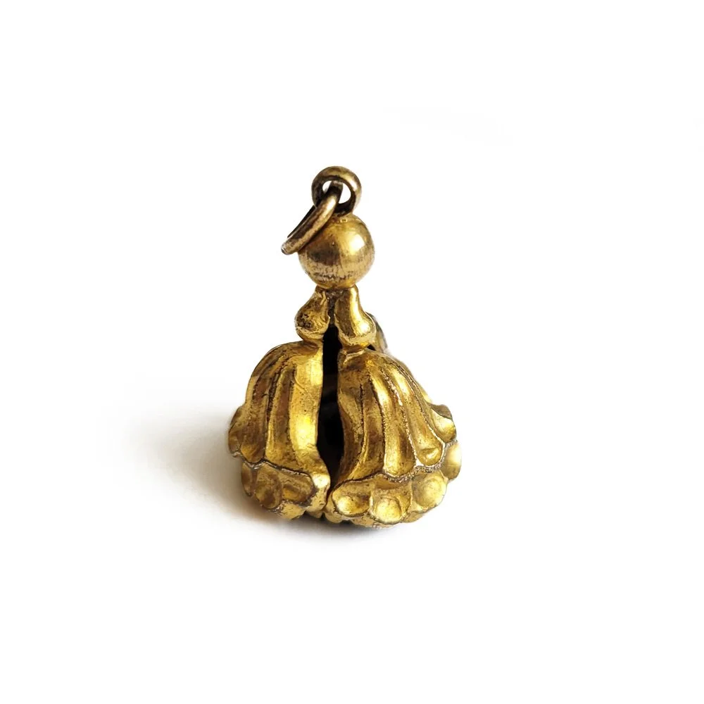 Victorian Gilt Metal 'Think to You' Pansy  Fob Pendant