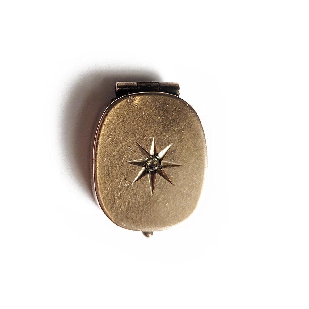 Victorian 9ct Gold & Diamond Pill Box