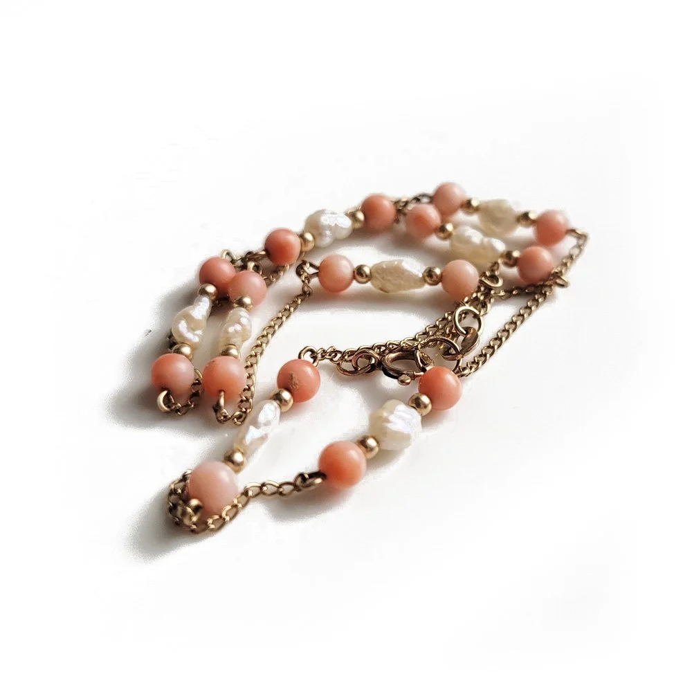 Vintage Coral & Pearl Necklace