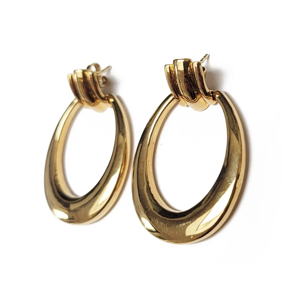 Fabulous Vintage 18ct Gold 'Door Knocker' Hoop Earrings