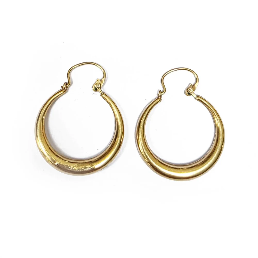 1970s 9ct Gold Crescent Hoops